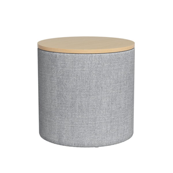 HomeDiscount-Storage Ottoman Blanket Box 40cm Linen Round Grey