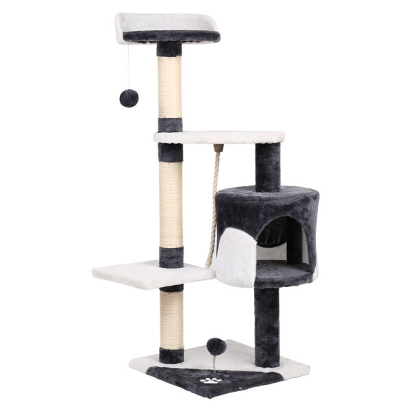 HomeDiscount-Cat Tree 112cm Tower Scratching Post Scratcher Wood Condo House Furniture