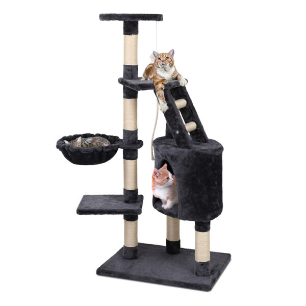 HomeDiscount-Cat Tree 120cm Tower Scratching Post Scratcher Wood Condo House Bed Toys