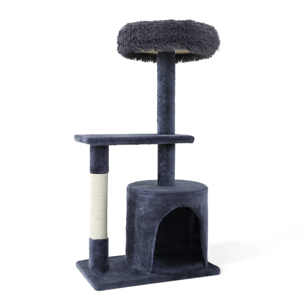 HomeDiscount-Cat Tree 94cm Scratching Post Tower Scratcher Condo House Wood Trees Grey