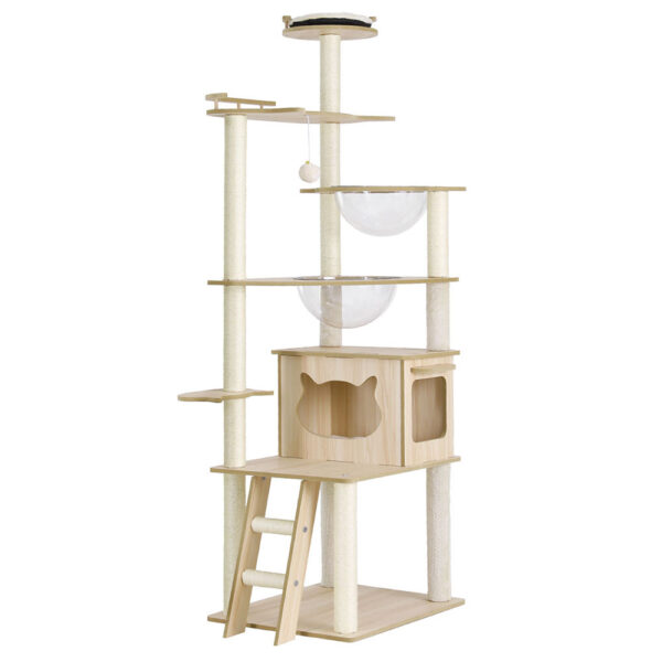 HomeDiscount-Cat Tree Tower Scratching Post Scratcher 174cm Wood Bed Condo House Ladder