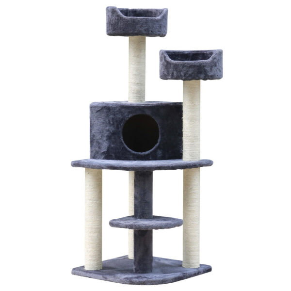 HomeDiscount-Cat Tree 126cm Tower Scratching Post Scratcher Condo Trees House Grey