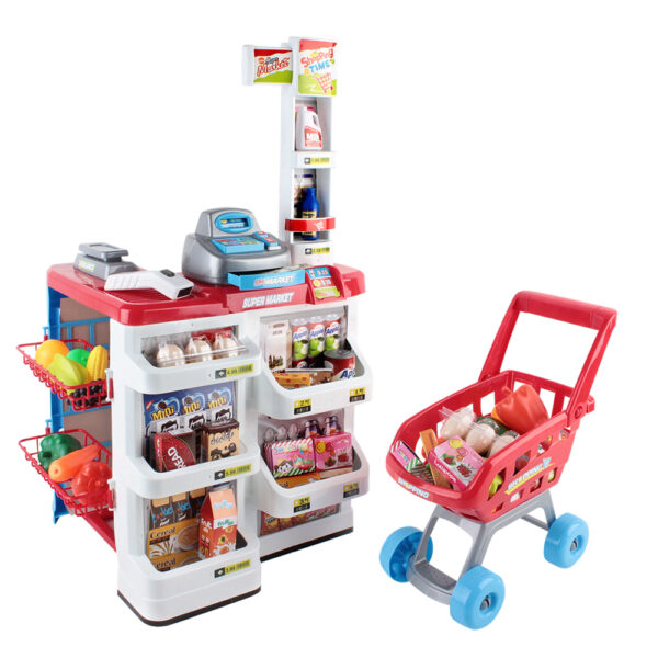 HomeDiscount-Kids Pretend Role Play Supermarket 24 Piece Playset Cash Register Trolley