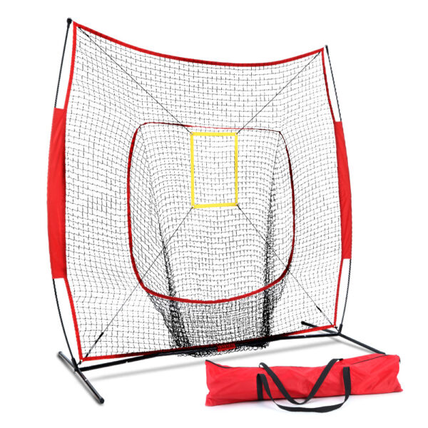 HomeDiscount-7ft Baseball Net Pitching Kit with Stand Softball Training Aid Sports