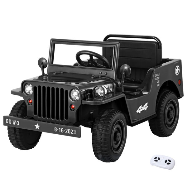 HomeDiscount-Kids Electric Ride On Car Jeep Military Off Road Toy Cars Remote 12V Black