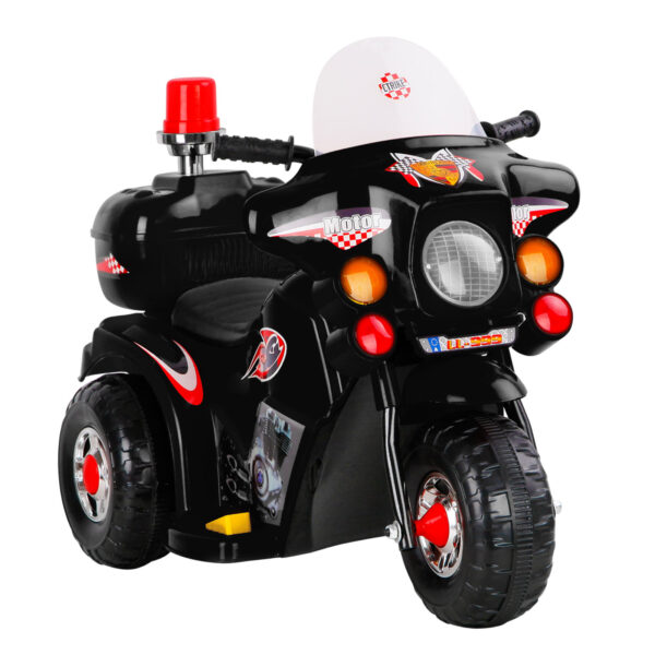 HomeDiscount-Kids Electric Ride On Police Motorcycle Motorbike 6V Battery Black