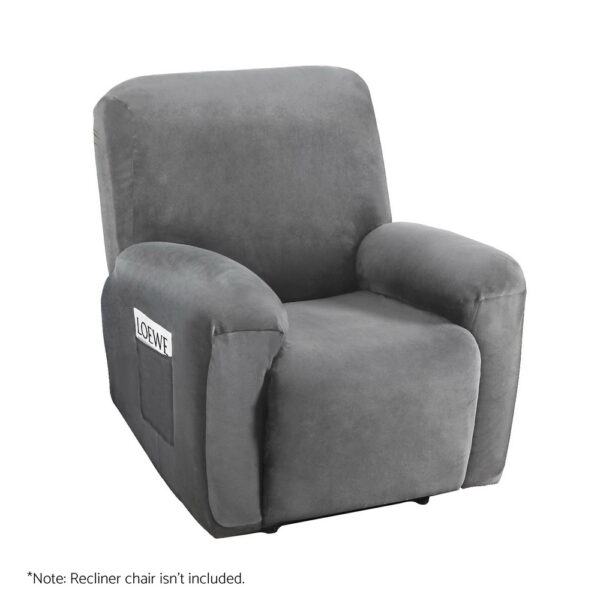 HomeDiscount-Recliner Chair Covers 1 Seater Velvet Grey