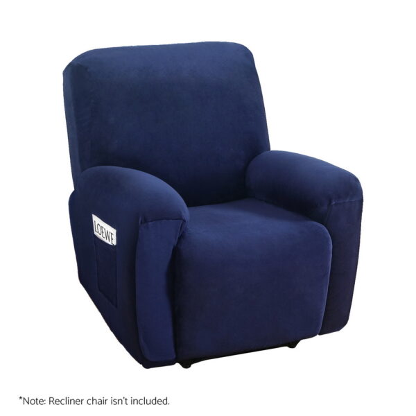 HomeDiscount-Recliner Chair Covers 1 Seater Velvet Navy