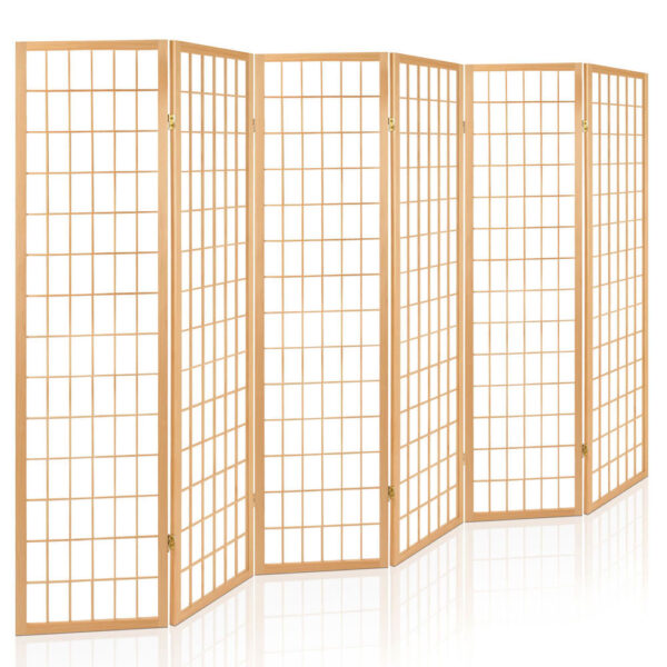 HomeDiscount-6 Panel Room Divider Screen 261x179cm Natural