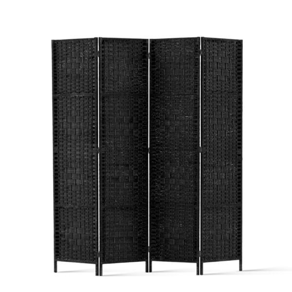 HomeDiscount-4 Panel Room Divider Screen 163x170cm Woven Black