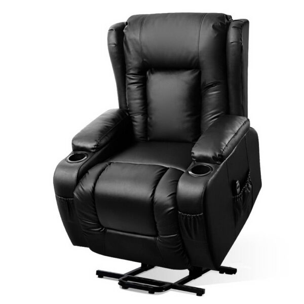 HomeDiscount-Recliner Chair Lift Assist Heated Massage Chair Leather Rukwa