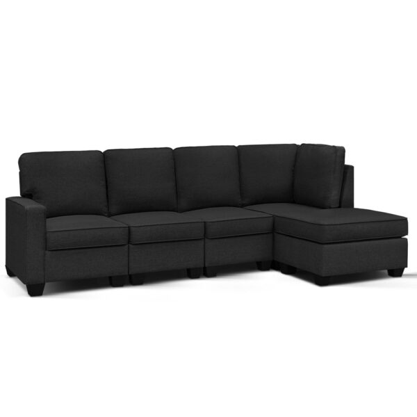 HomeDiscount-Modular Sofa Chaise Set 5-seater Dark Grey