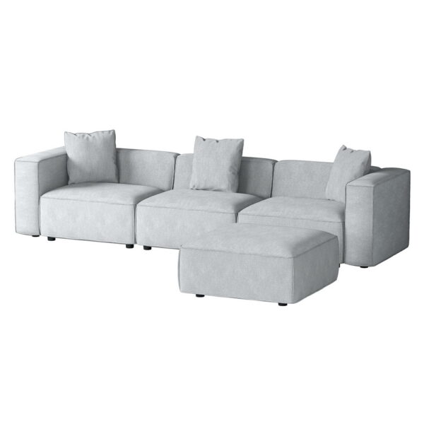 HomeDiscount-Modular Sofa Chaise Set 4-Seater Grey