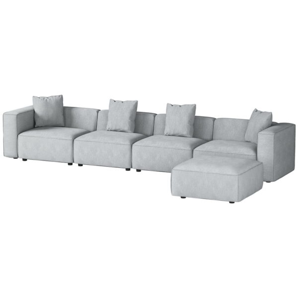 HomeDiscount-Modular Sofa Chaise Set 5-Seater Grey