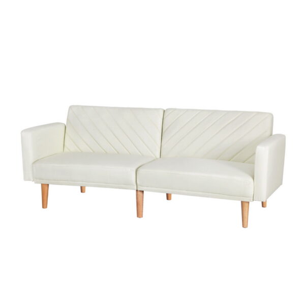 HomeDiscount-Sofa Bed 3 Seater Tilted Faux Linen Beige