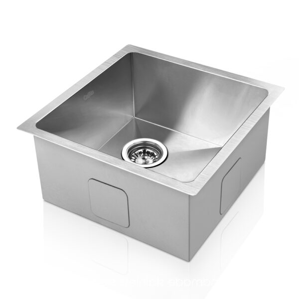 HomeDiscount-Kitchen Sink 44X44CM Stainless Steel Basin Single Bowl Silver