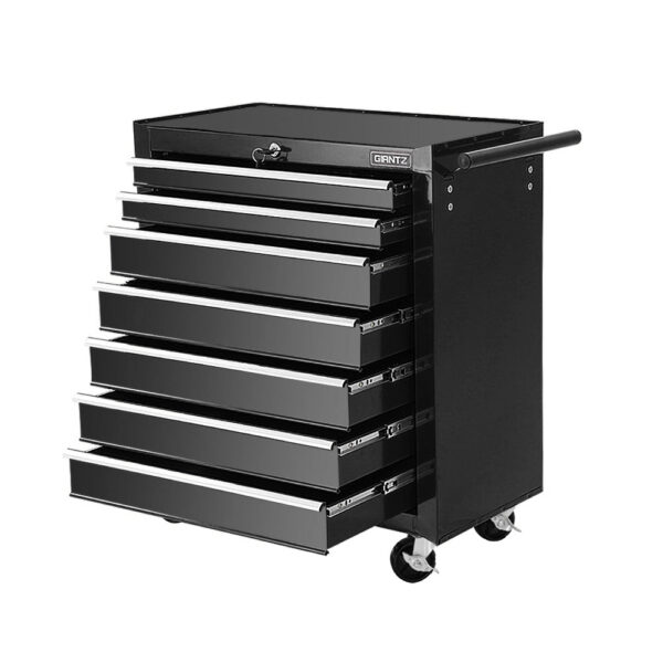 HomeDiscount-7 Drawer Tool Box Cabinet Chest Trolley Storage Garage Toolbox Black