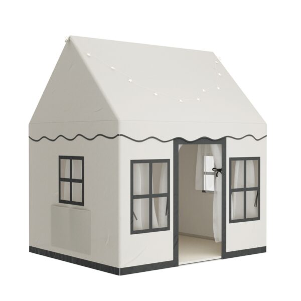 HomeDiscount-Kids Play Tent Playhouse Castle with String Lights Floor Mat Side Pocket