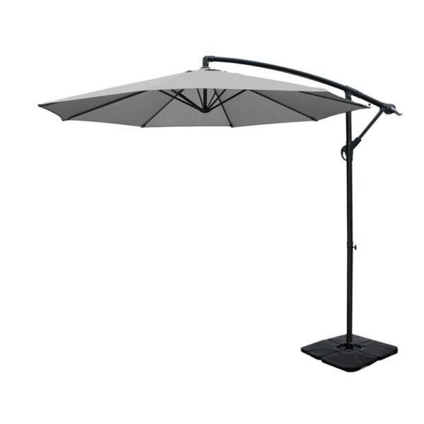 HomeDiscount-Umbrella Outdoor Umbrellas Cantilever Sun Stand UV Garden Base Grey