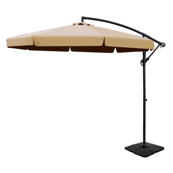 HomeDiscount-Outdoor Umbrella w/Base Cantilever Garden Beach Patio Beige