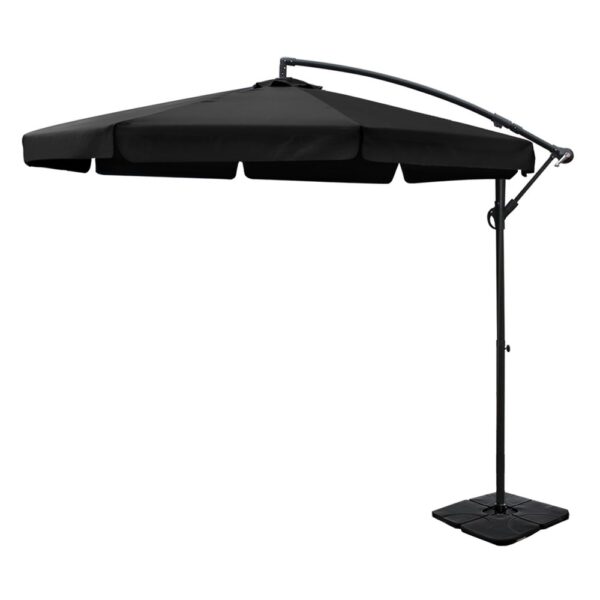 HomeDiscount-Outdoor Umbrella w/Base Cantilever Garden Beach Patio Black