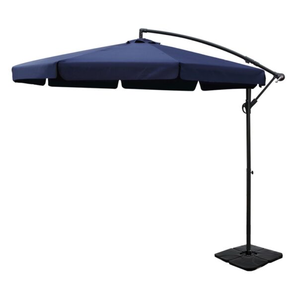 HomeDiscount-Outdoor Umbrella w/Base Cantilever Garden Beach Patio Navy