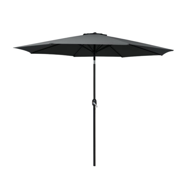 HomeDiscount-2.7m Outdoor Umbrella w/Base Pole Stand Garden Beach Black