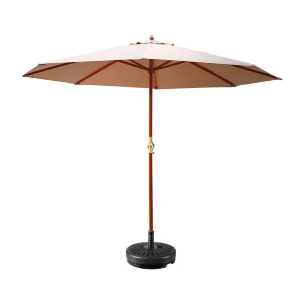 HomeDiscount-Outdoor Umbrella w/Base Pole Umbrellas Garden Sun Stand Deck Beige