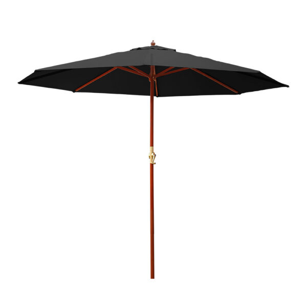 HomeDiscount-Outdoor Umbrella Pole Umbrellas Beach Garden Sun Stand Patio Black