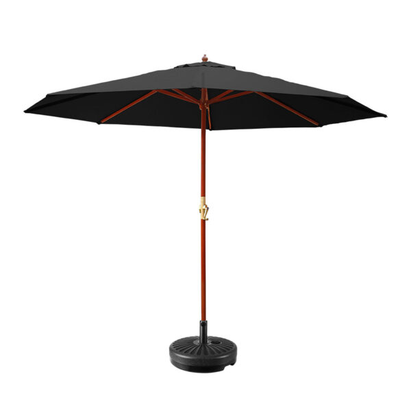 HomeDiscount-Outdoor Umbrella w/Base Pole Umbrellas Garden Sun Stand Deck Black