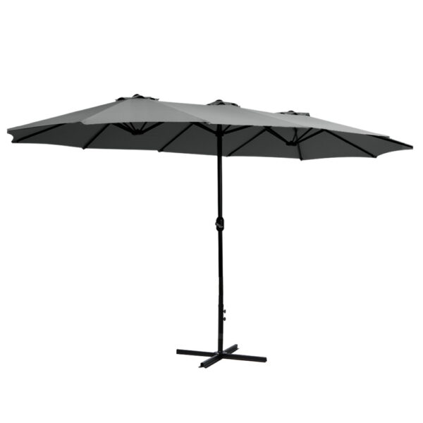 HomeDiscount-4.57m Outdoor Umbrella Beach Pole Garden Tilt Charcoal