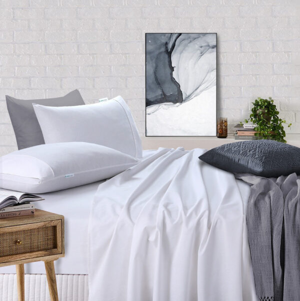 HomeDiscount-100% Egyptian Cotton Vintage Washed 500TC White 50cm Deep Mega Queen Bed Sheets