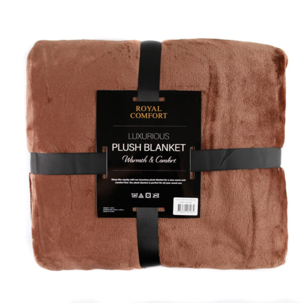 HomeDiscount-Plush Blanket Throw Warm Soft Super Soft Large 220cm x 240cm - Coffee