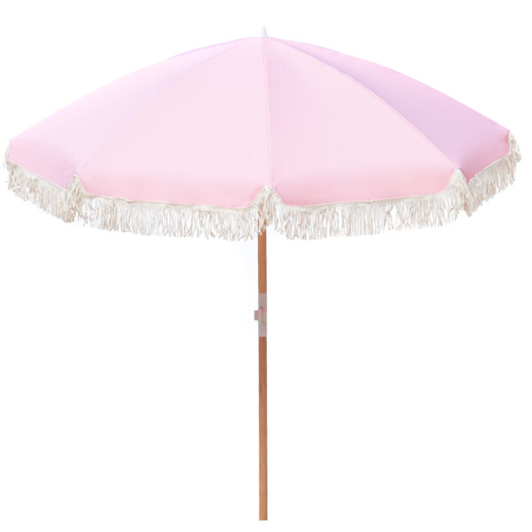 HomeDiscount-Beach Umbrella Portable 2 Metre Fringed Garden Sun Shade Shelter - Dusty Rose