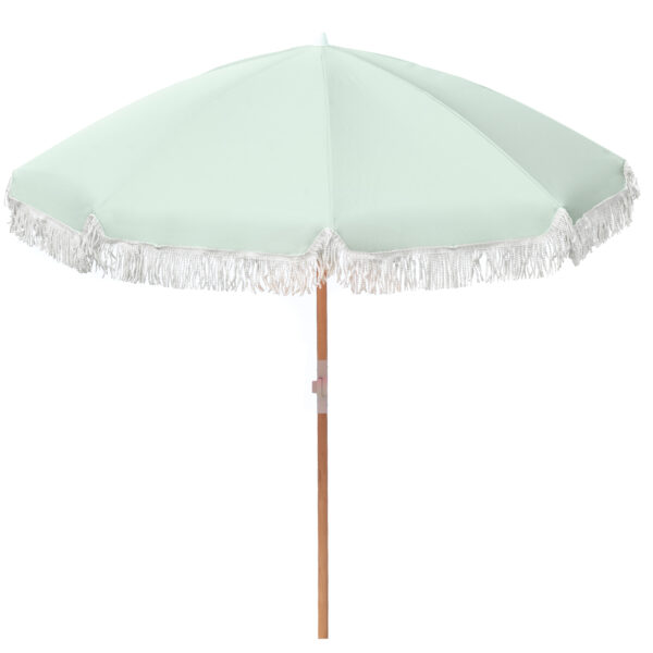 HomeDiscount-Beach Umbrella Portable 2 Metre Fringed Garden Sun Shade Shelter - Sage Green