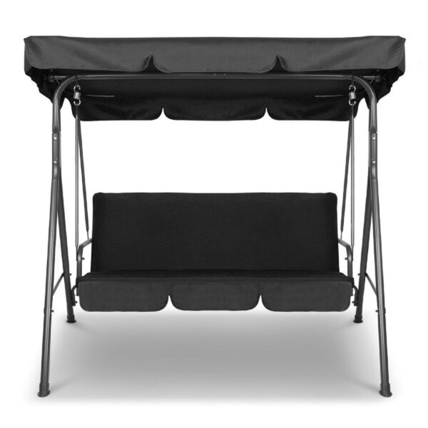 HomeDiscount-Milano Outdoor Swing Bench Seat Chair Canopy Furniture 3 Seater Garden Hammock -