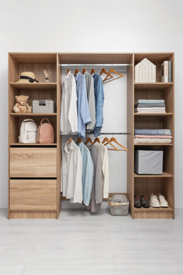 HomeDiscount-BASEL 2M WALK IN WARDROBE KIT - FLUTED - NATURAL OAK