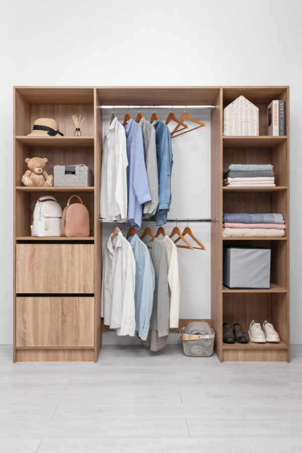 HomeDiscount-BASEL 2M WALK IN WARDROBE KIT - SLIM SHAKER - NATURAL OAK