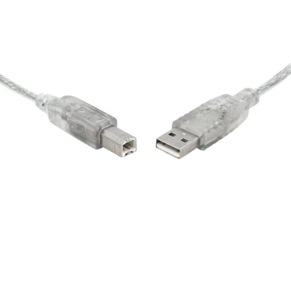 HomeDiscount-USB 2.0 Cable 0.5m (50cm) A to B Transparent Metal Sheath UL Approved