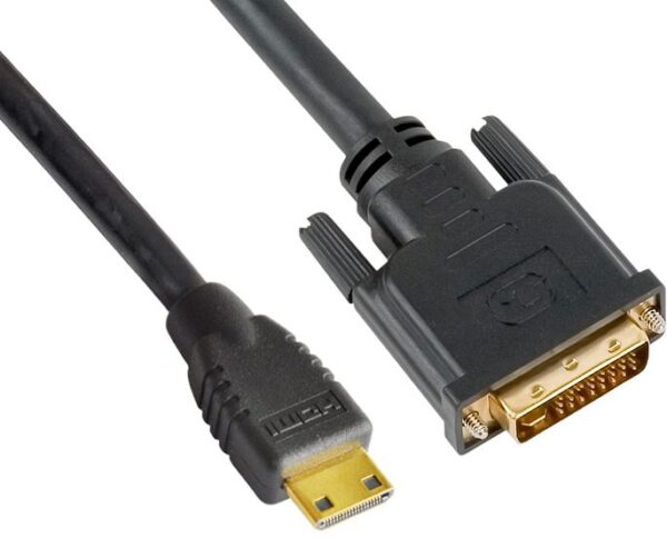 HomeDiscount-Mini HDMI to DVI Cable 60cm - 19 pins Male to 24+1 pins Male 30AWG OD6.0mm Gold