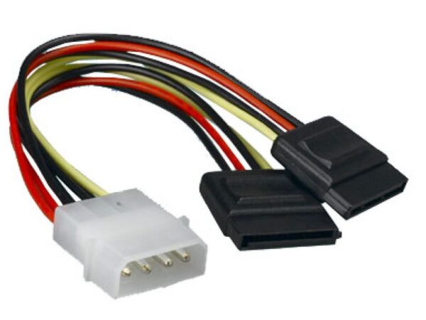 HomeDiscount-Internal Power to SATA Molex Cable - 4 pins to 2x 15 pins 18AWG RoHS