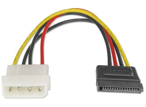 HomeDiscount-SATA Power Cable 15cm 4 pins Male to 15 pins Female 18AWG RoHS LS