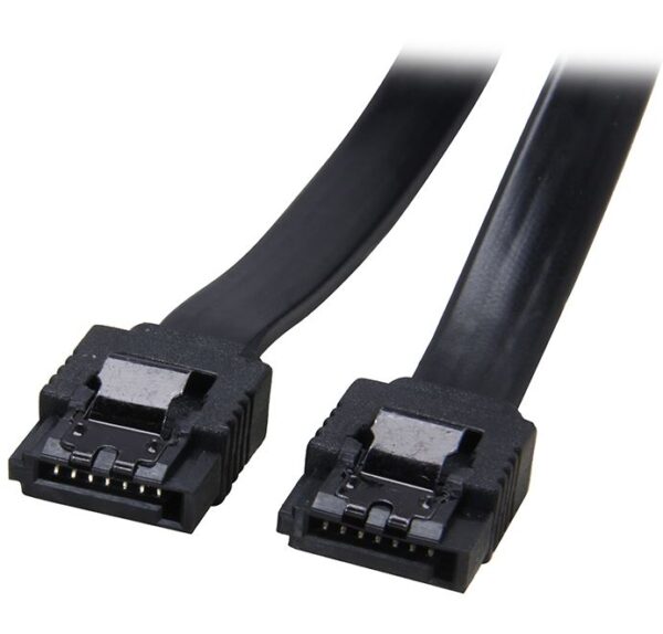 HomeDiscount-SATA 3.0 Data Cable 30cm 7 pins Straight to 7 pins Straight with Latch Black Ny