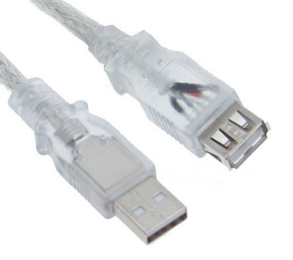 HomeDiscount-USB 2.0 Extension Cable  - Type A Male to Type A Female Transparent Colour RoHS