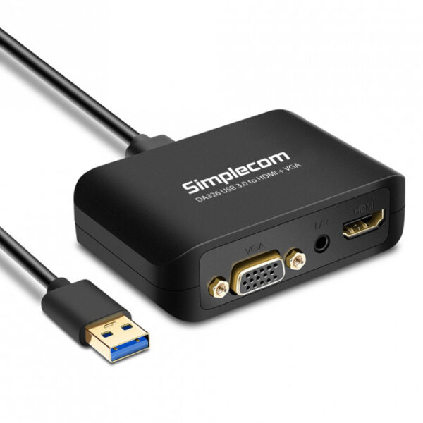 HomeDiscount-DA326 USB 3.0 to HDMI + VGA Video Adapter with 3.5mm Audio Full HD 1080p - Work