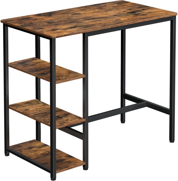 HomeDiscount-Dining Table with 3 Shelves and Industrial  Stable Steel Structure   109 x 60 x