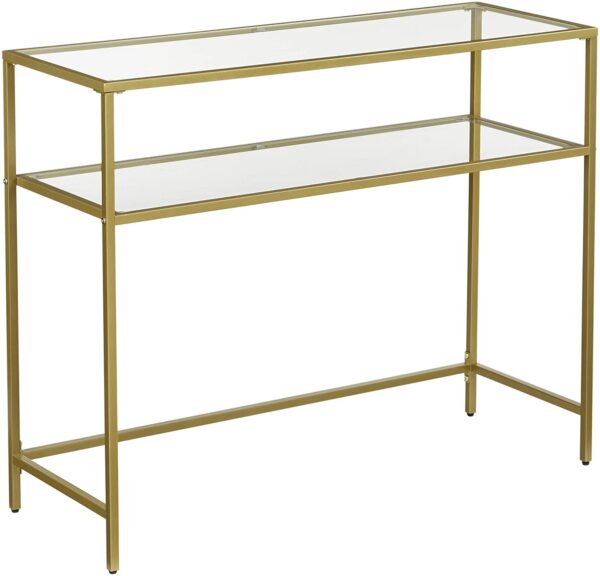 HomeDiscount-Console Table Metal Frame with 2 Shelves Adjustable Feet