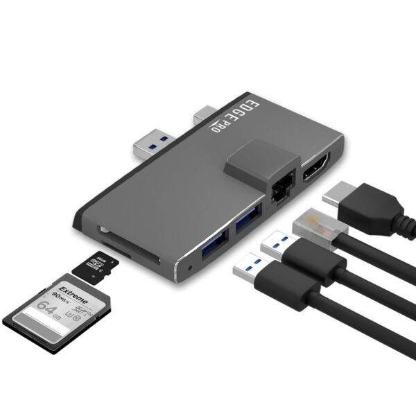 HomeDiscount-Edge Pro Multifunction USB- C Hub with LAN for  Surface Pro Gen 5/6