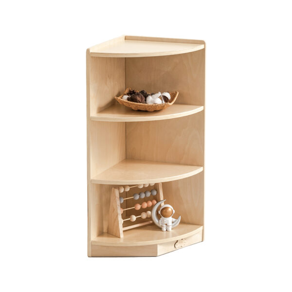 HomeDiscount-Jooyes Kids 3 Tier Corner Shelf Wooden Storage Cabinet