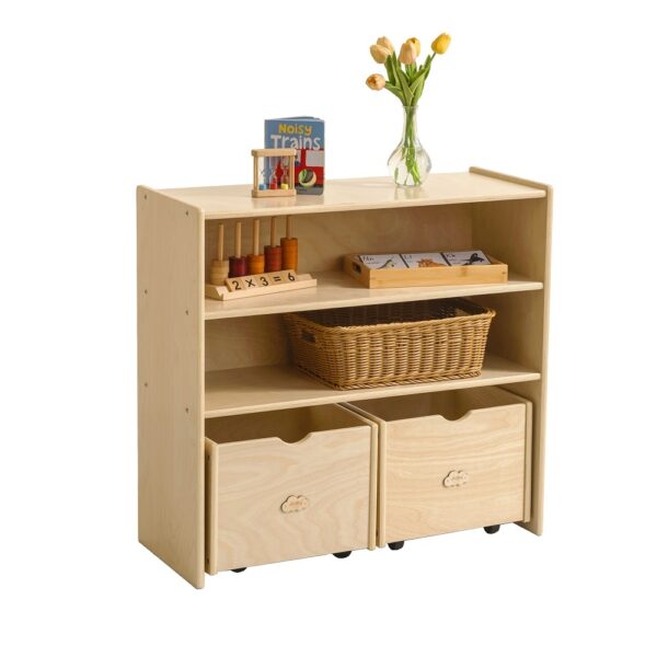 HomeDiscount-Jooyes Kids 2 Shelf Storage Cabinet with Pull Out Drawers - H76cm